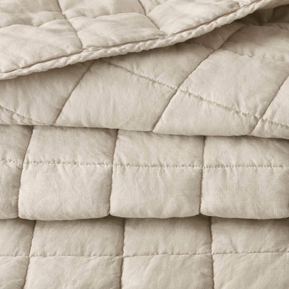 French Flax Linen Garment Washed Quilt Set - Linen