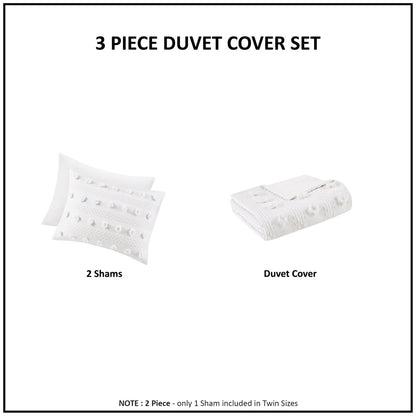 Lucy Clip Jacquard Duvet Cover Set - Ivory