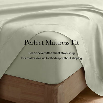 100% Egyptian Cotton Sateen Sheet Set - Sage