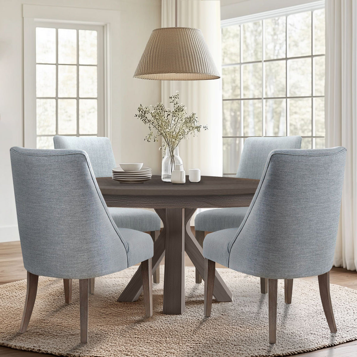 Winfield Upholstered Dining chair Set of 2 - Light Blue