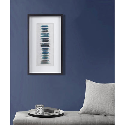Cerulean Stones Framed Blue Agate Shadowbox Wall Decor Panel - Blue