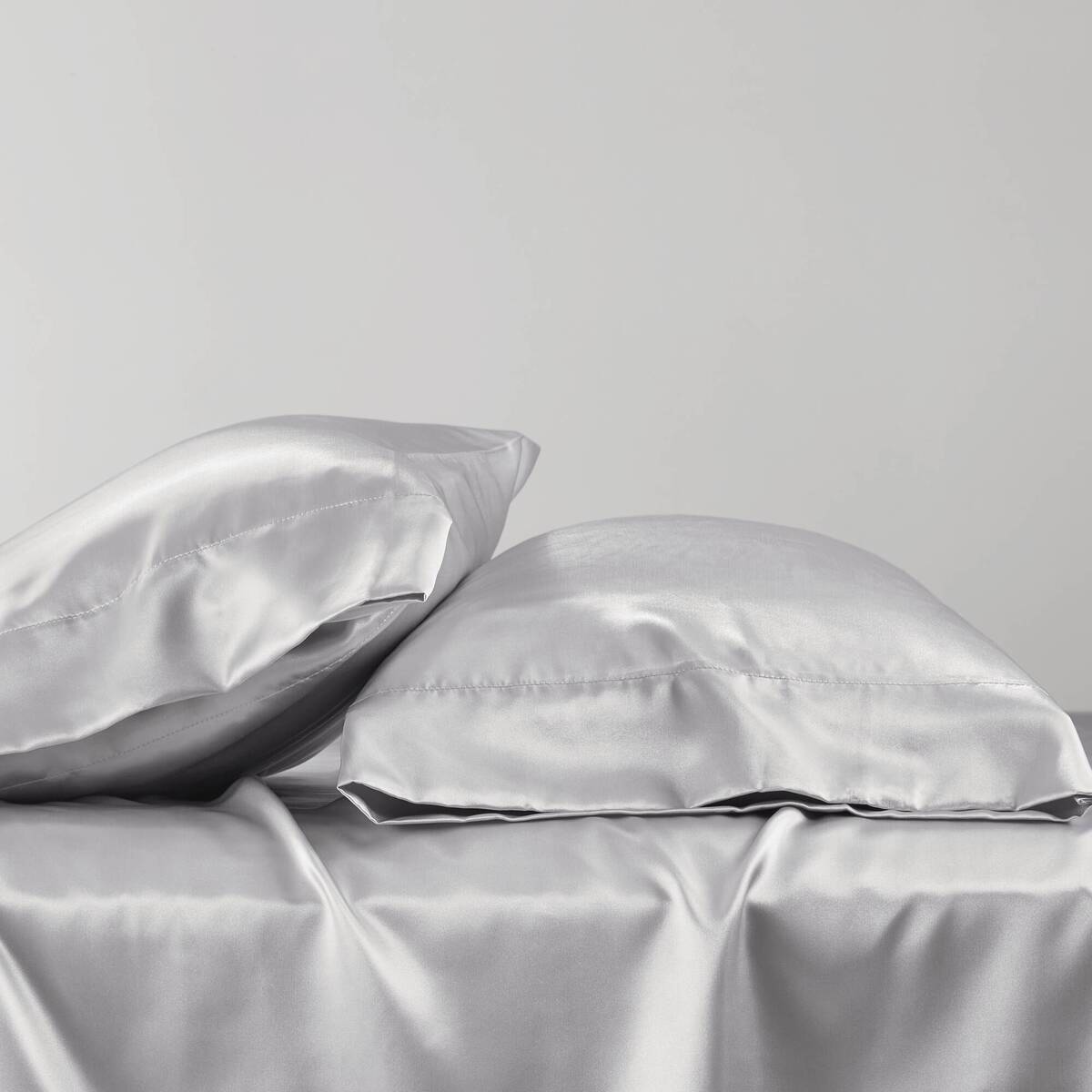 Satin Luxury 2 PC Pillowcases - Light Grey