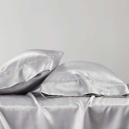 Satin Luxury 2 PC Pillowcases - Light Grey