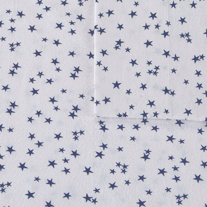 Cozy Soft Cotton Flannel Printed Sheet Set - Blue Stars