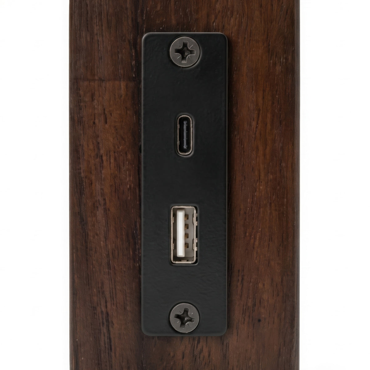 Bellamy Full/Queen Upholstered Wood Headboard with USB and USB-C charging ports - Ivory/Walnut