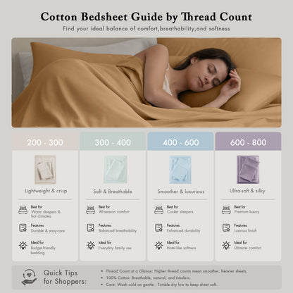 600 Thread Count Pima Cotton Sheet Set - Gold
