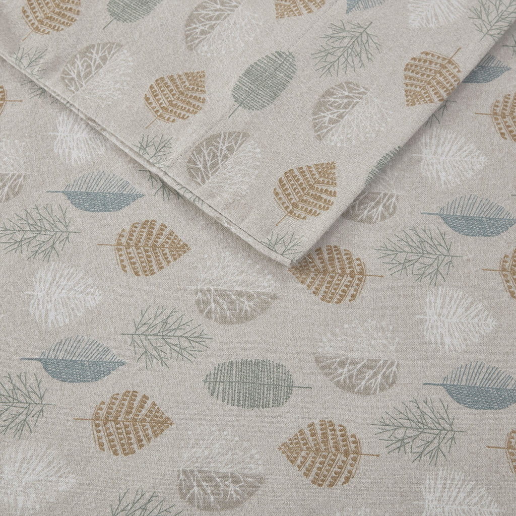 Cozy Cotton Flannel Printed Sheet Set - Multi Leaves
