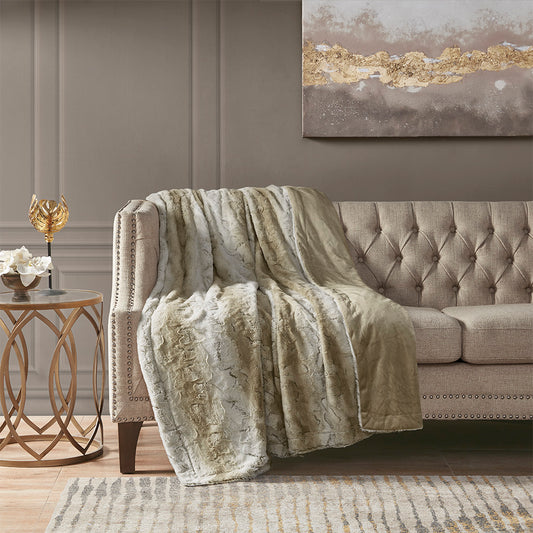 Zuri Oversized Faux Fur Throw - Sand