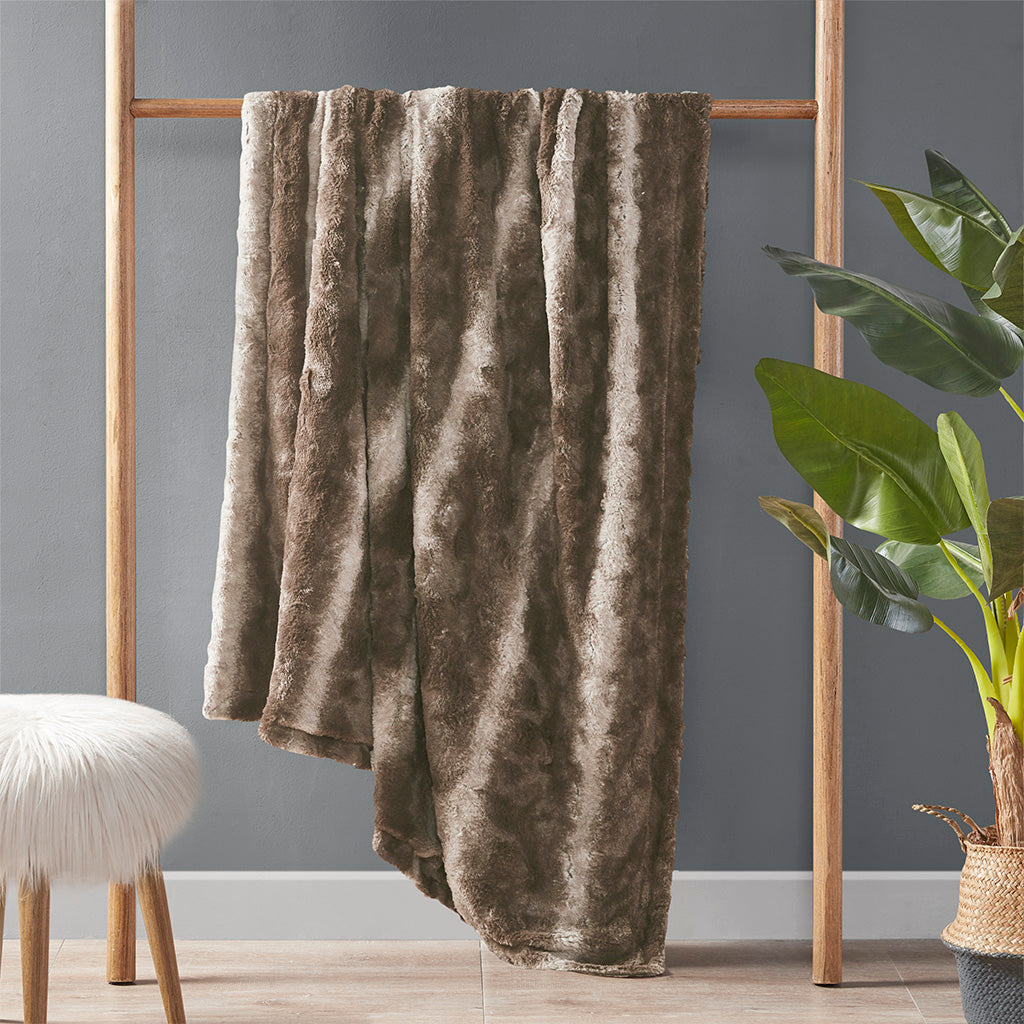Zuri Oversized Faux Fur Throw - Brown