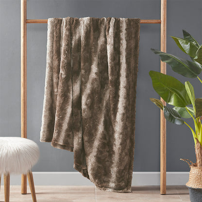 Zuri Oversized Faux Fur Throw - Brown