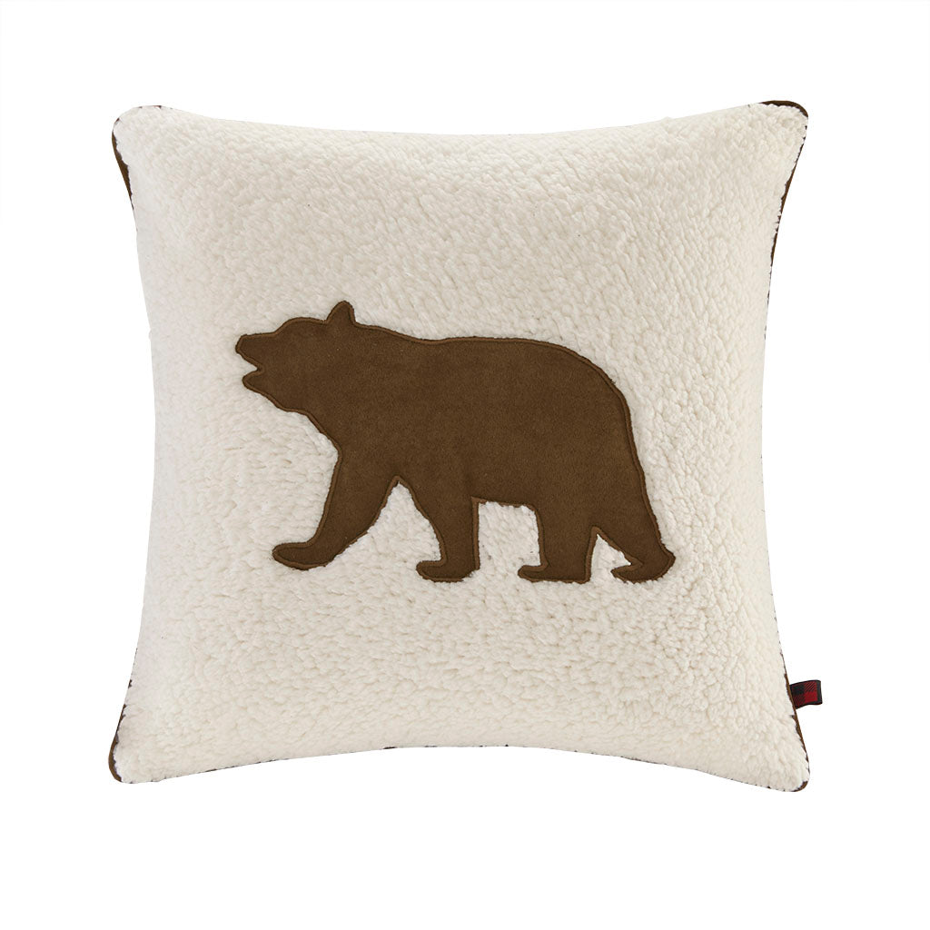 Bear Square Berber Pillow - White