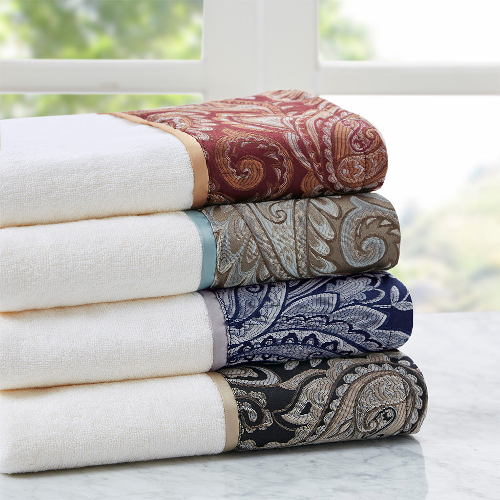 Aubrey 6 Piece Jacquard Towel Set - Burgundy