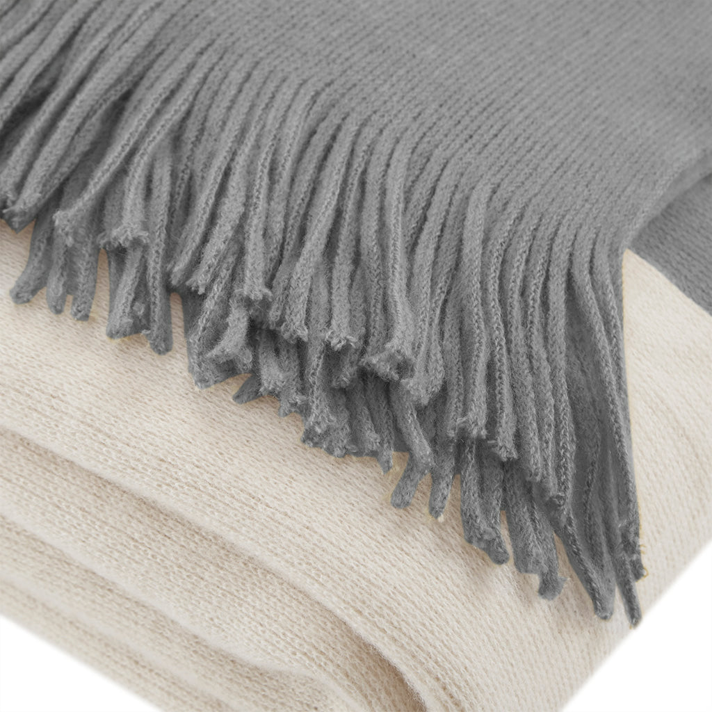 Stockholm Color Block Faux Cashmere Throw - Grey