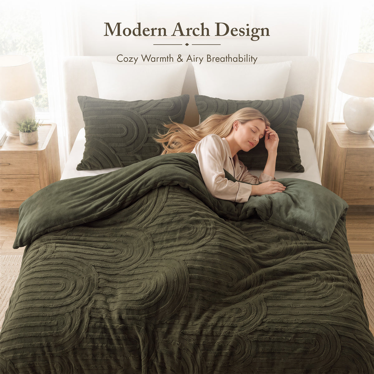 Jacquard Sherpa Comforter Set - Olive