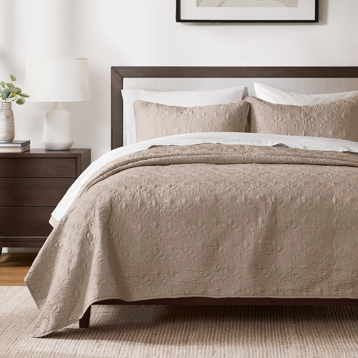 Quebec Reversible Quilt Set - Khaki