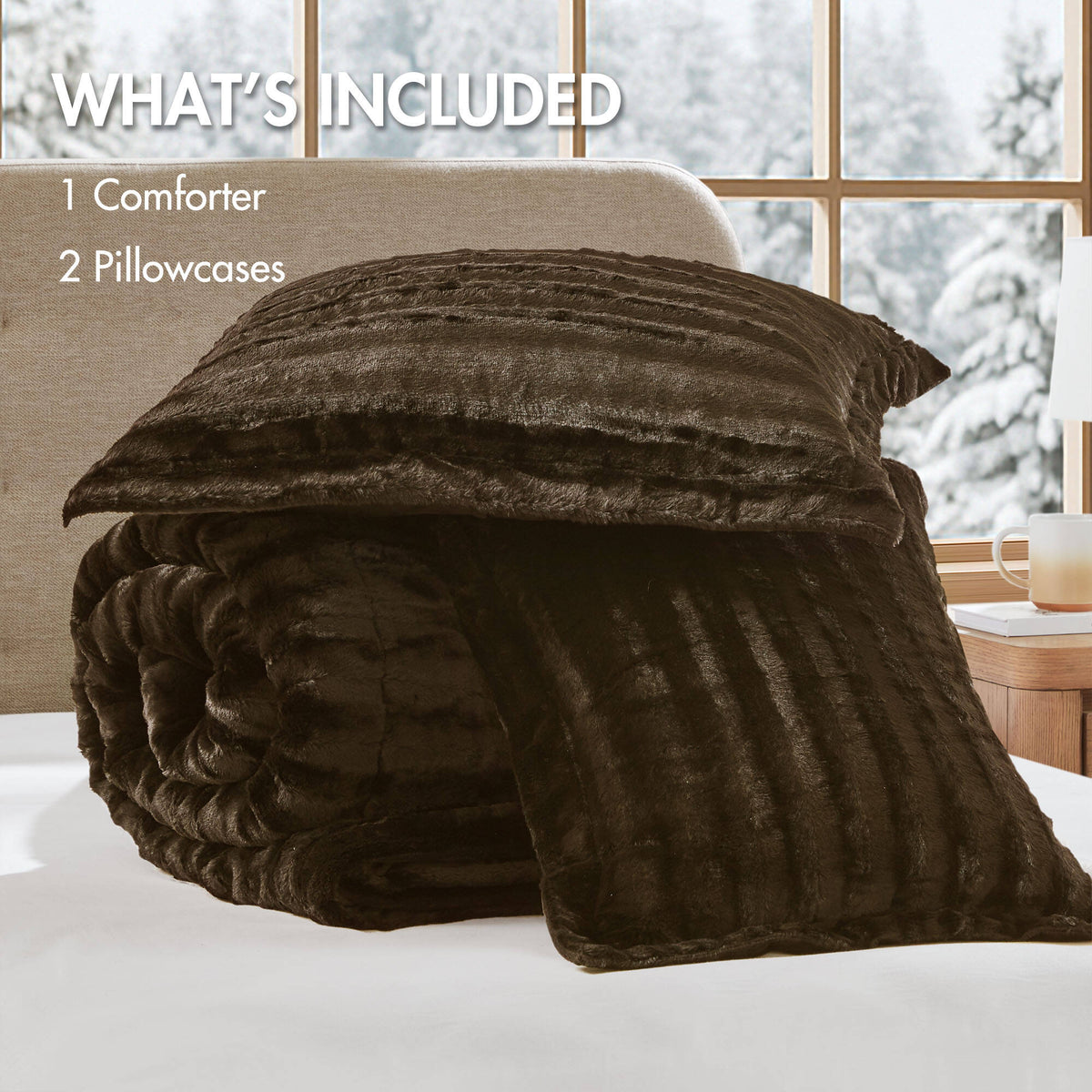 Duke Faux Fur Comforter Mini Set - Chocolate