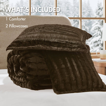 Duke Faux Fur Comforter Mini Set - Chocolate
