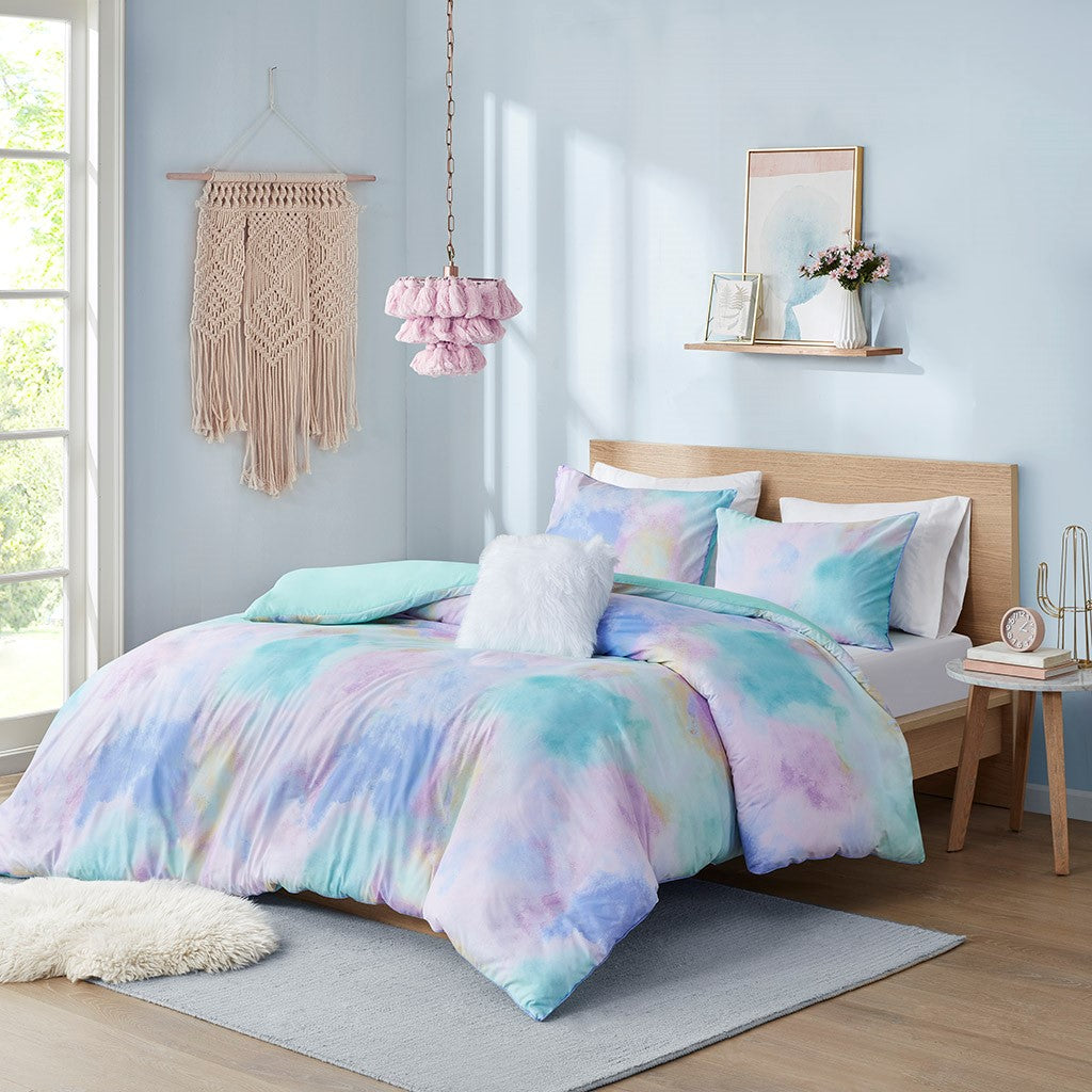 Cassiopeia Watercolor Tie Dye Printed Duvet Cover Set