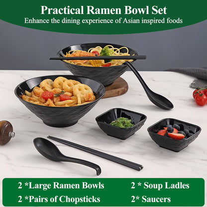 ReaNea 40oz Ramen Bowl Set with Chopsticks, Spoons & Dipping Bowls (2 Pack)
