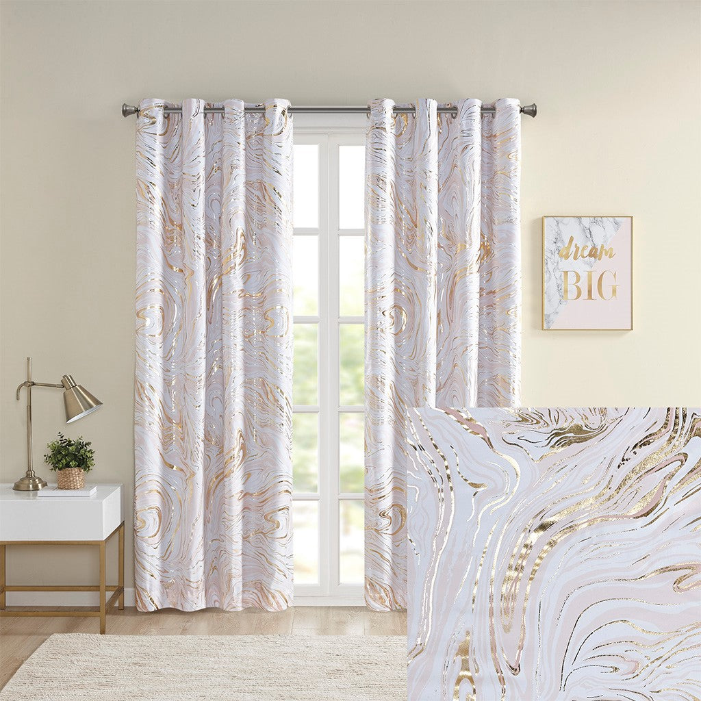 Rebecca Grommet Top Metallic Printed Total Blackout Curtain