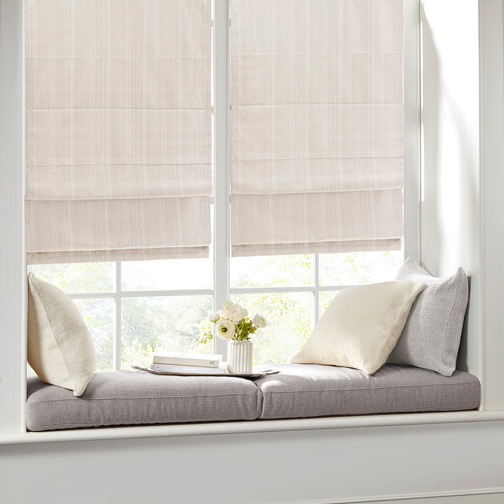 Galen Basketweave Cordless Roman Shade Collection - Ivory