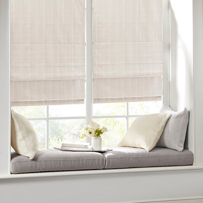 Galen Basketweave Cordless Roman Shade Collection - Ivory