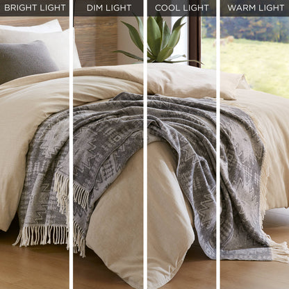 Alberta Cotton Blend Throw - Grey Aztec