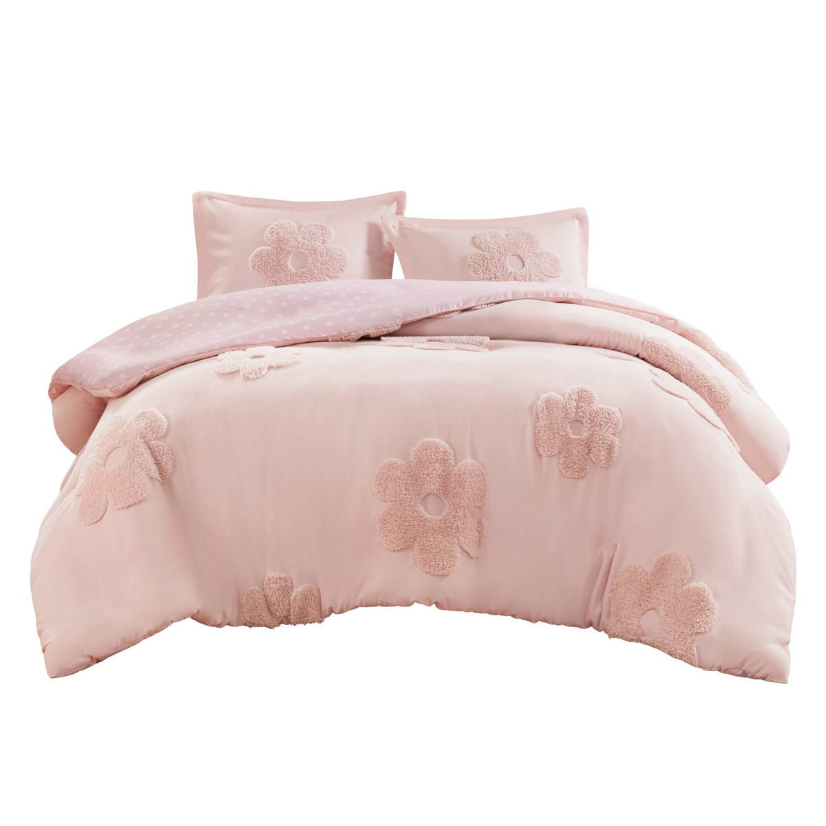Gracie Floral Reversible Tufted Chenille Duvet Cover Set - Pink