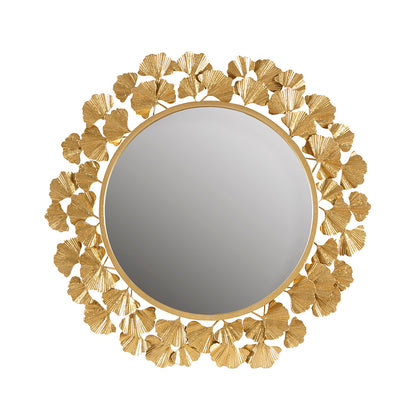 Eden Gingko Leaf Round Wall Mirror 30.5” - Gold