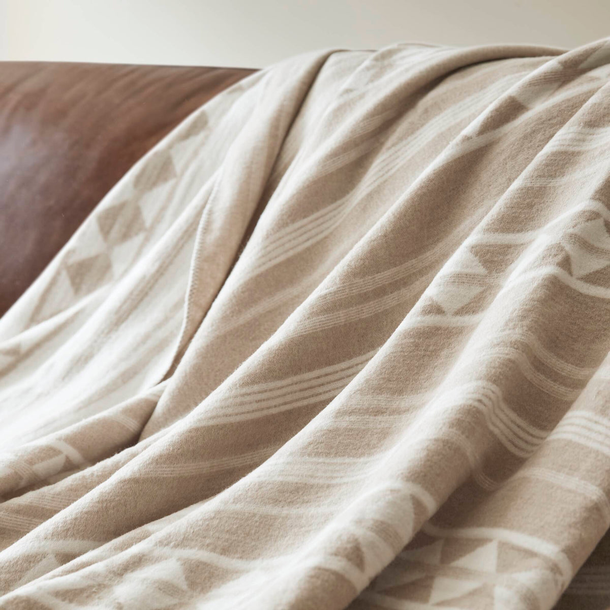 Alberta Cotton Blend Blanket - Ivory Stripe
