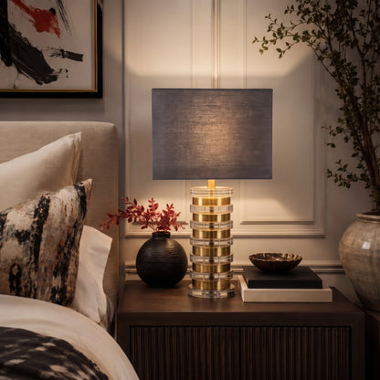 Elowen Acrylic Disc Table Lamp - Gold/Clear/Brown