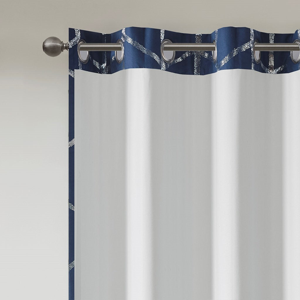 Raina Total Blackout Metallic Print Grommet Top Curtain