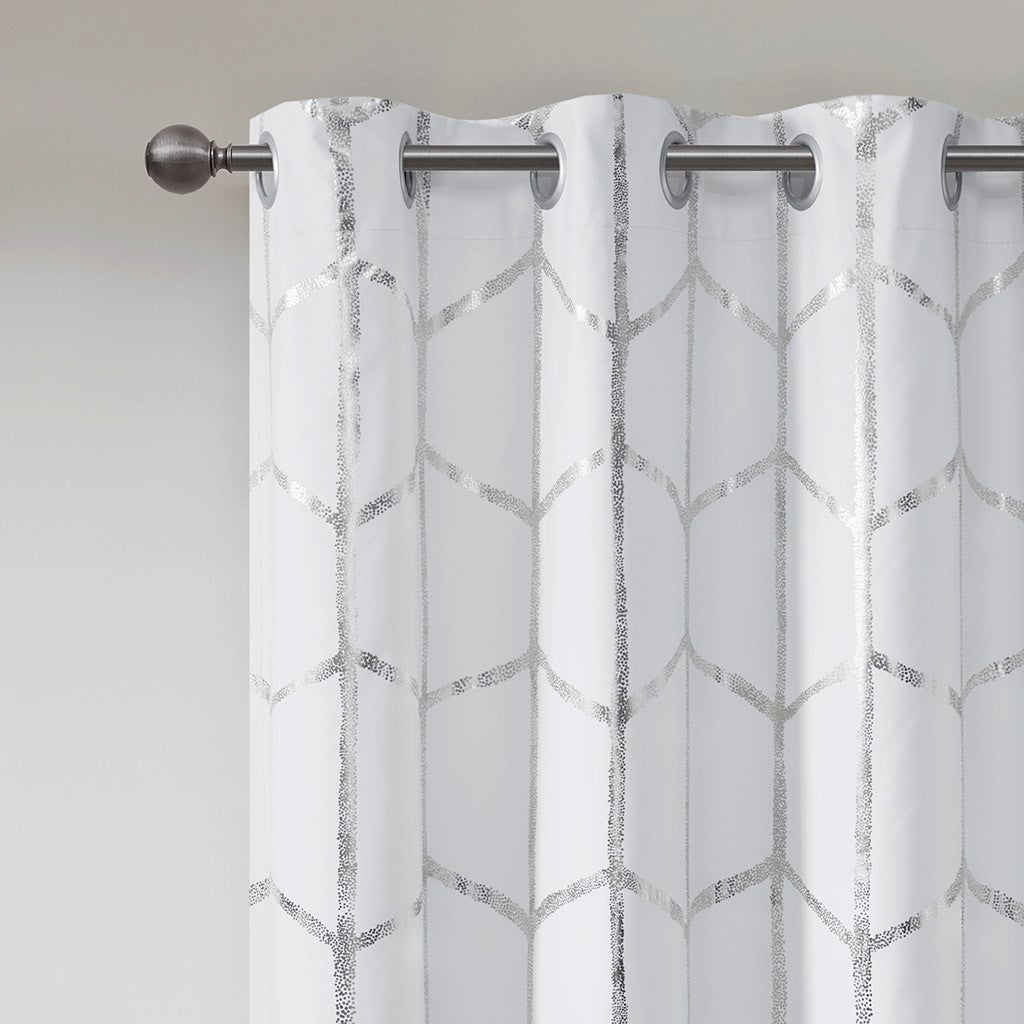 Raina Total Blackout Metallic Print Grommet Top Curtain