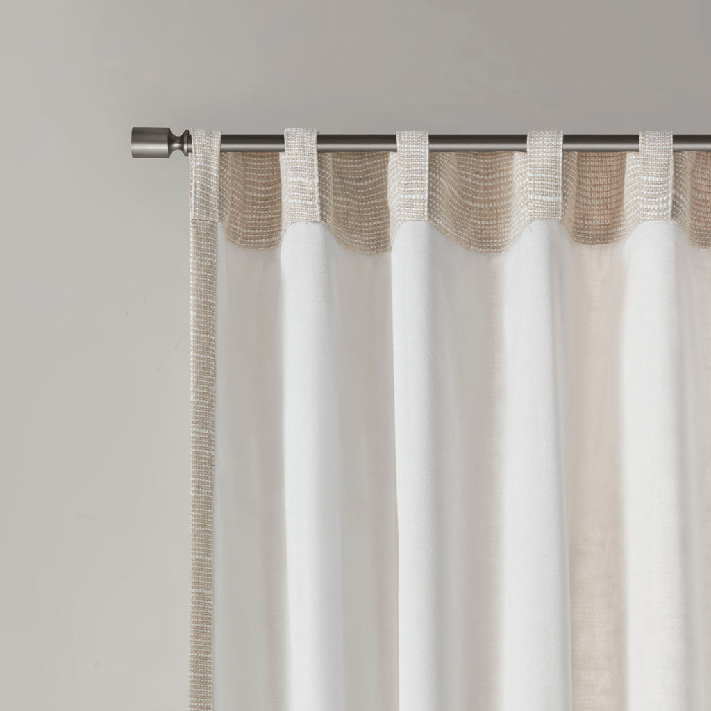 Beals Faux Linen Rod Pocket and Back Tab Fleece Lined Curtain Panel - Natural