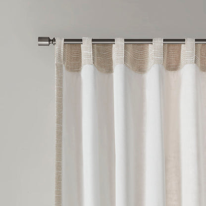 Beals Faux Linen Rod Pocket and Back Tab Fleece Lined Curtain Panel - Natural