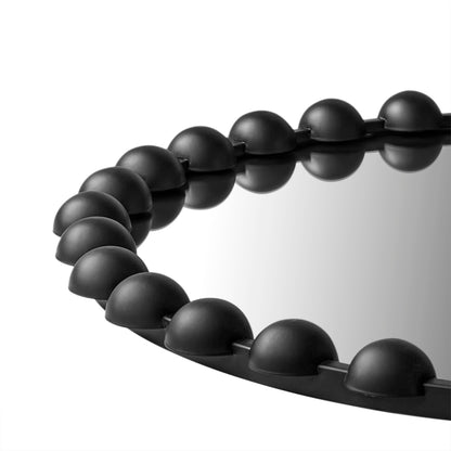 Marlowe Beaded Round Wall Mirror - Black