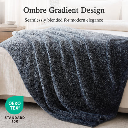 Ombre Knit Fur Throw - Blue Ombre