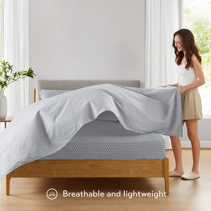 144 Thread Count Cotton Printed Sheets - Diamond Grey