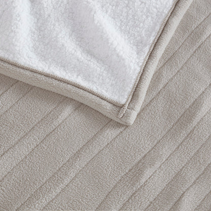 Fleece to Sherpa Heated Blanket - Tan