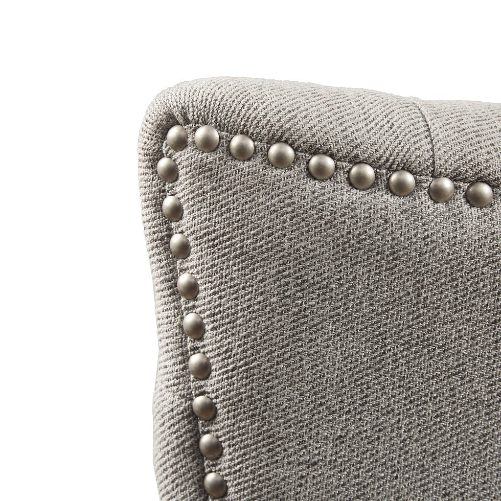 Lucas Light Grey Button Tufted Captain Accent Chair