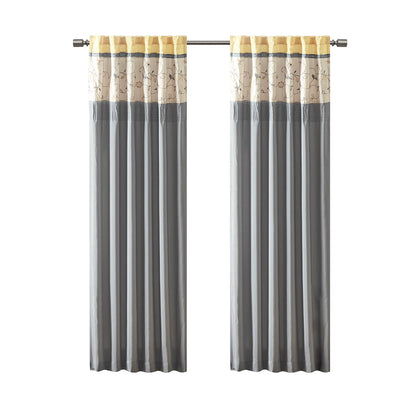 Serene Embroidered Curtain Panel - Yellow
