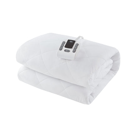 Microfiber Zoned Heated Mattress Pad - White