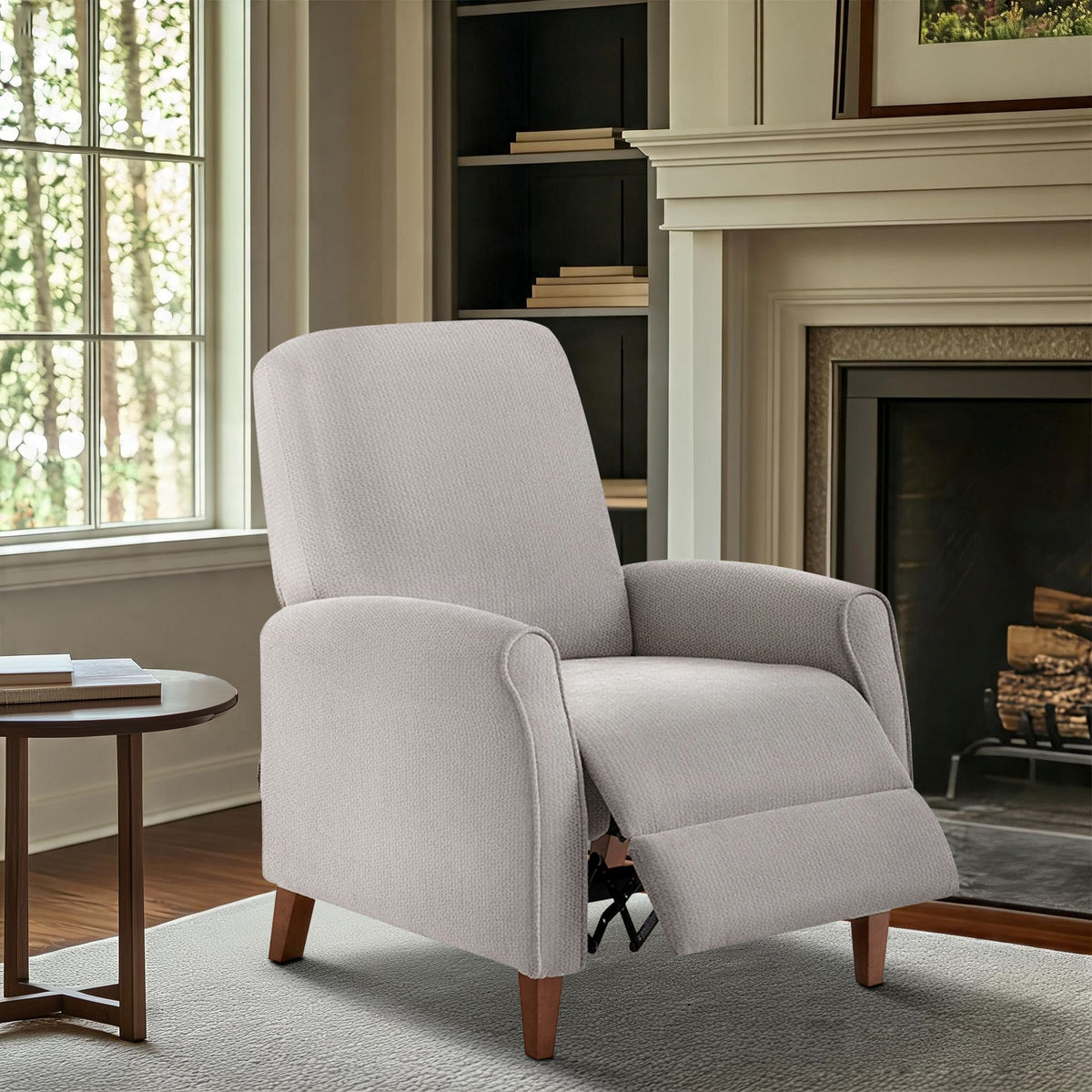 Marena Upholstered Manual Push Back Recliner - Grey