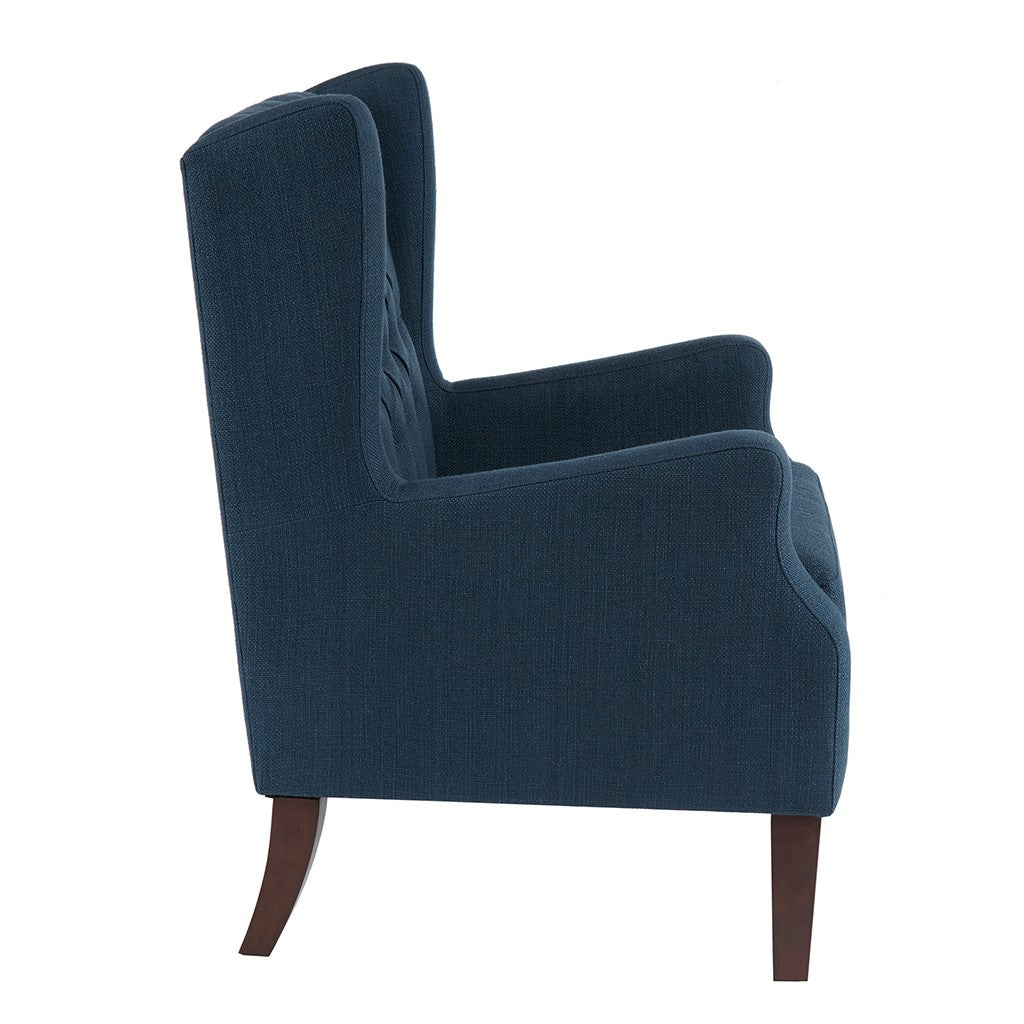 Maxwell Button Tufted Navy Wing Chair