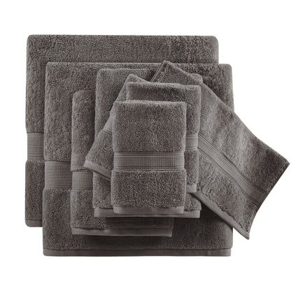 800GSM 100% Cotton 8 Piece Towel Set - Charcoal
