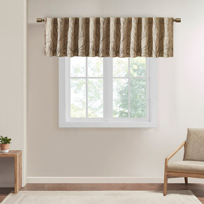 Andora Faux Silk Embroidered Window Valance - Tan
