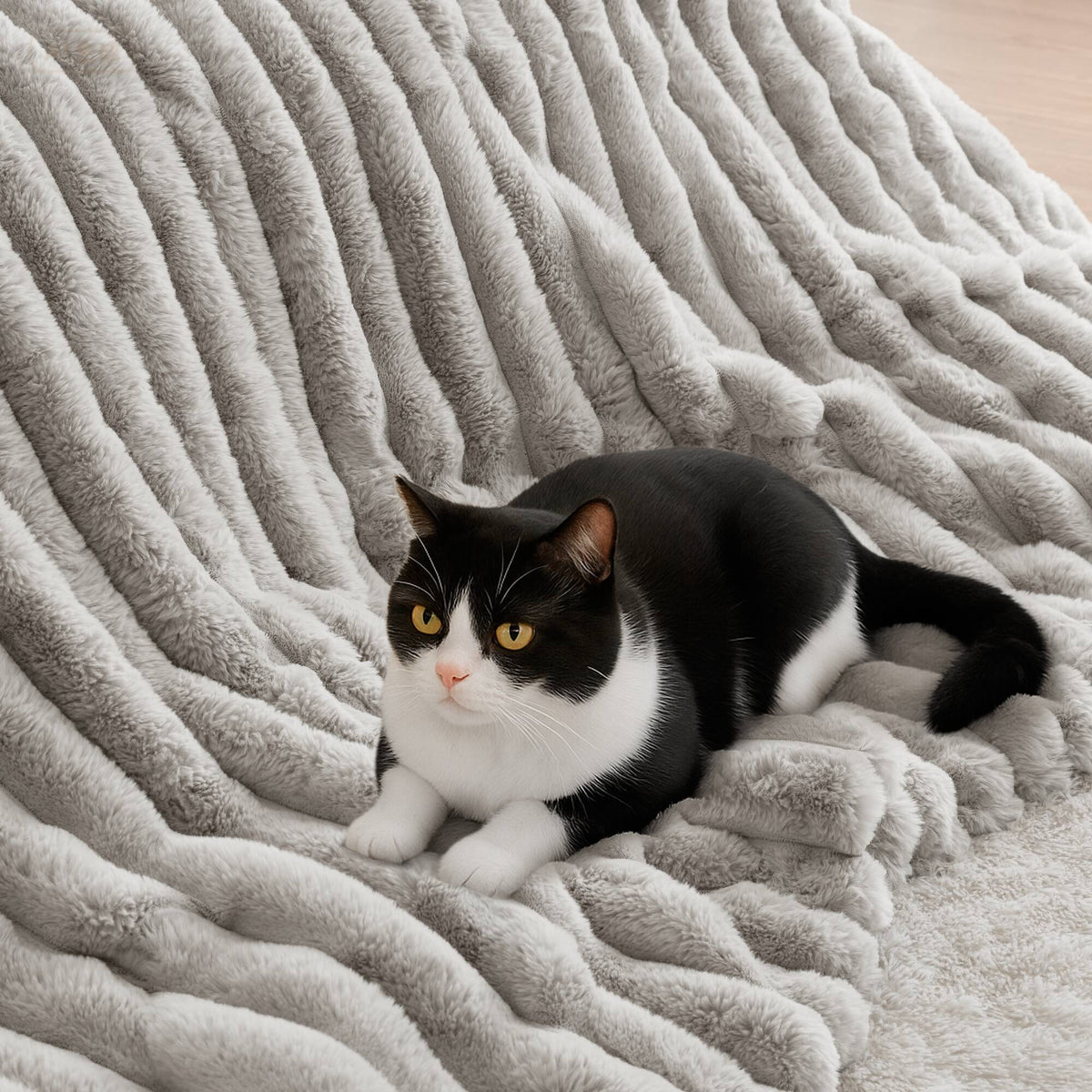 Jasmine 3 Piece Faux Fur Comforter Set - Light Gray