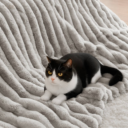 Jasmine 3 Piece Faux Fur Comforter Set - Light Gray