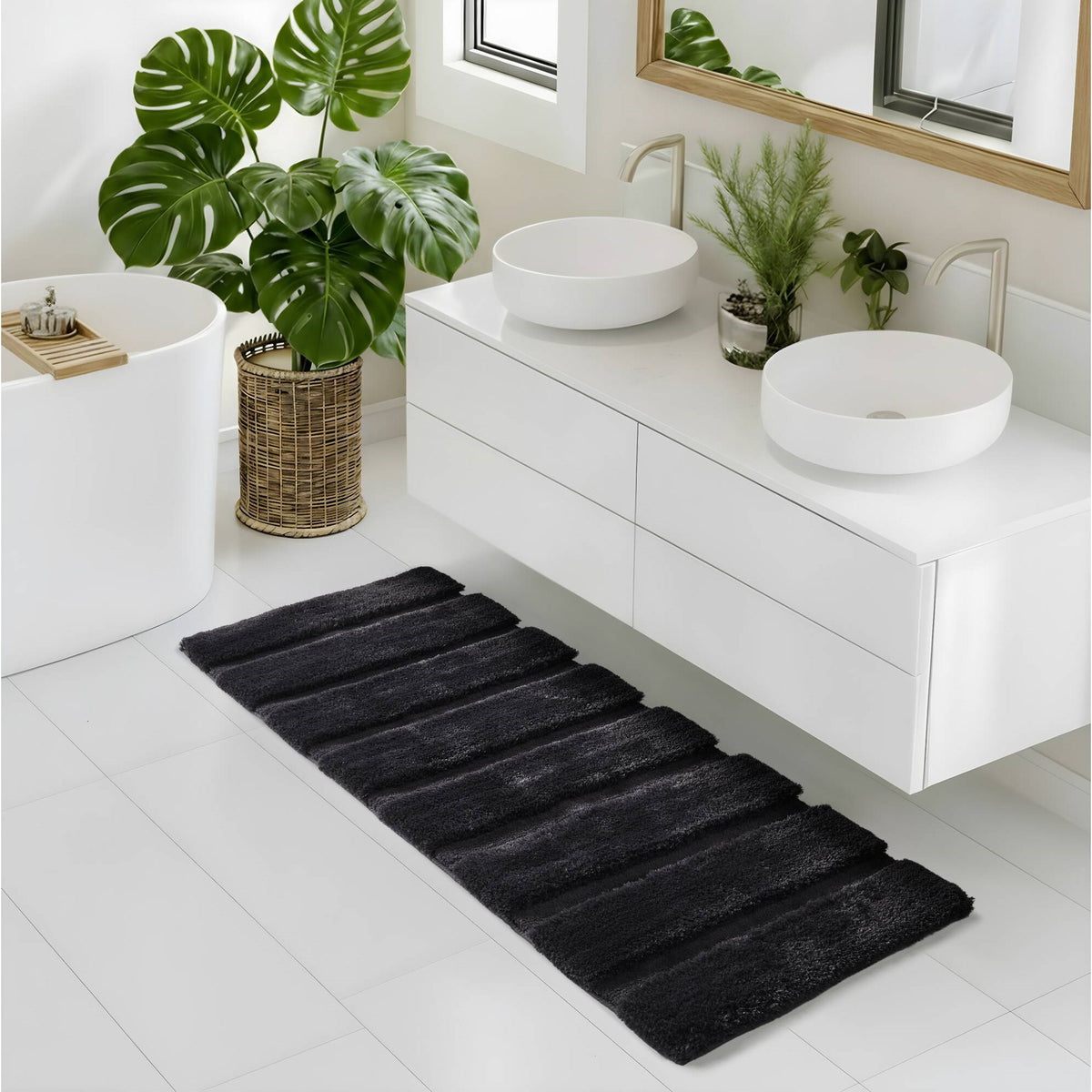 Tufted Pearl Channel Rug - Black