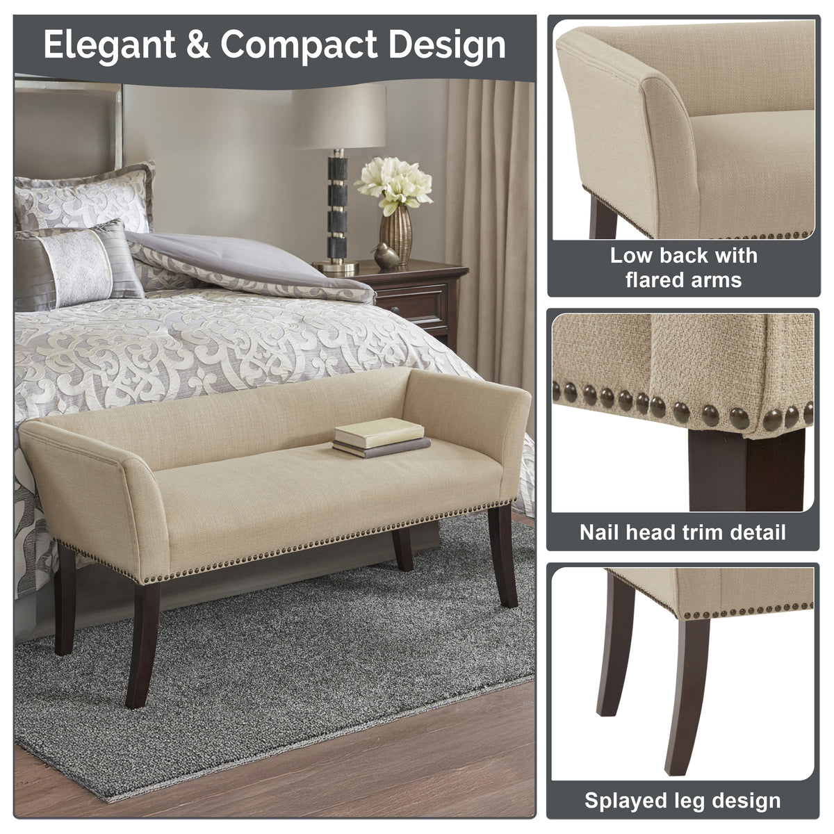 Welburn Upholstered Bench - Tan